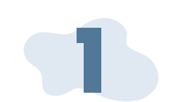Step 1 is to submit a shipping logistics franchise inquiry form. A large blue number 1 is centered over an abstract light blue shape with rounded edges, symbolizing top-tier logistics franchise opportunities.