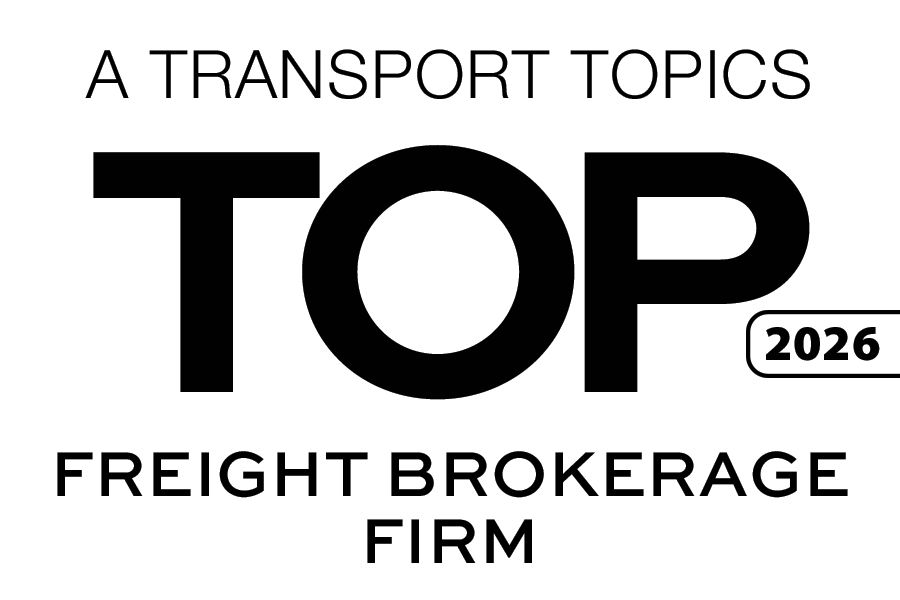 Logo reads: A Transport Topics Top 2026 Freight Brokerage Firm in bold black lettering on a white background, proudly highlighting our recent Unishippers awards and underscoring our leadership as a premier shipping franchise opportunity.